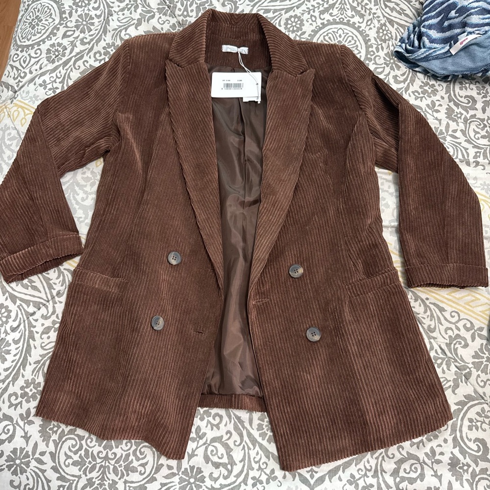 Piazza Roma Brown Corduroy Women's Blazer - Picture 2 of 6
